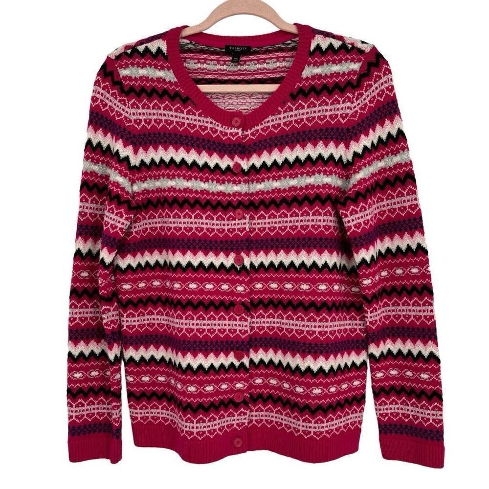 Talbots Lambswool Blend Fair Island Cardigan Sweater MP‎